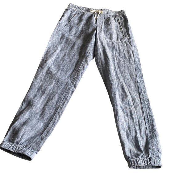 Athleta Cabo Linen Jogger Chambray Blue Sz 2 Beachy Nautical Coastal Athleisure - Picture 6 of 13